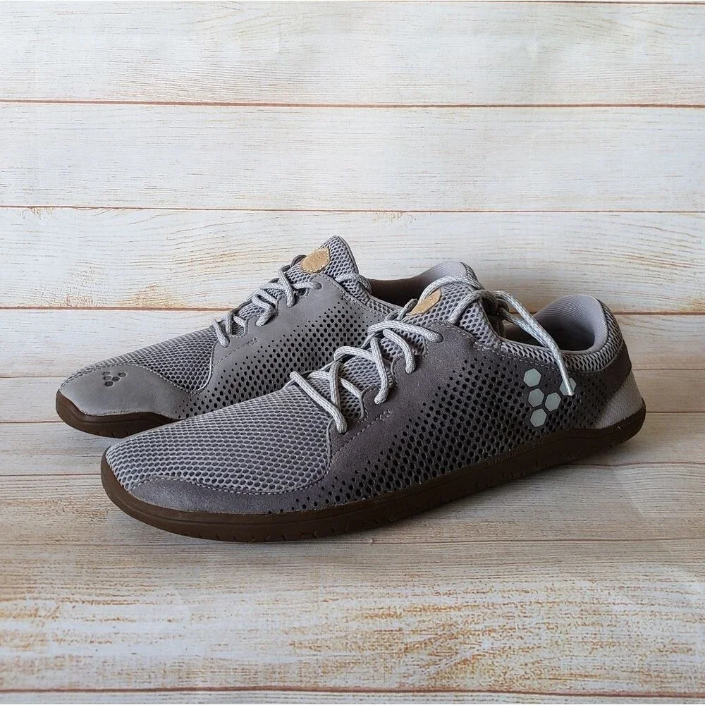 Vivobarefoot Primus Trio Leather/Mesh Grey Walking Running Outdoor Sneakers Men